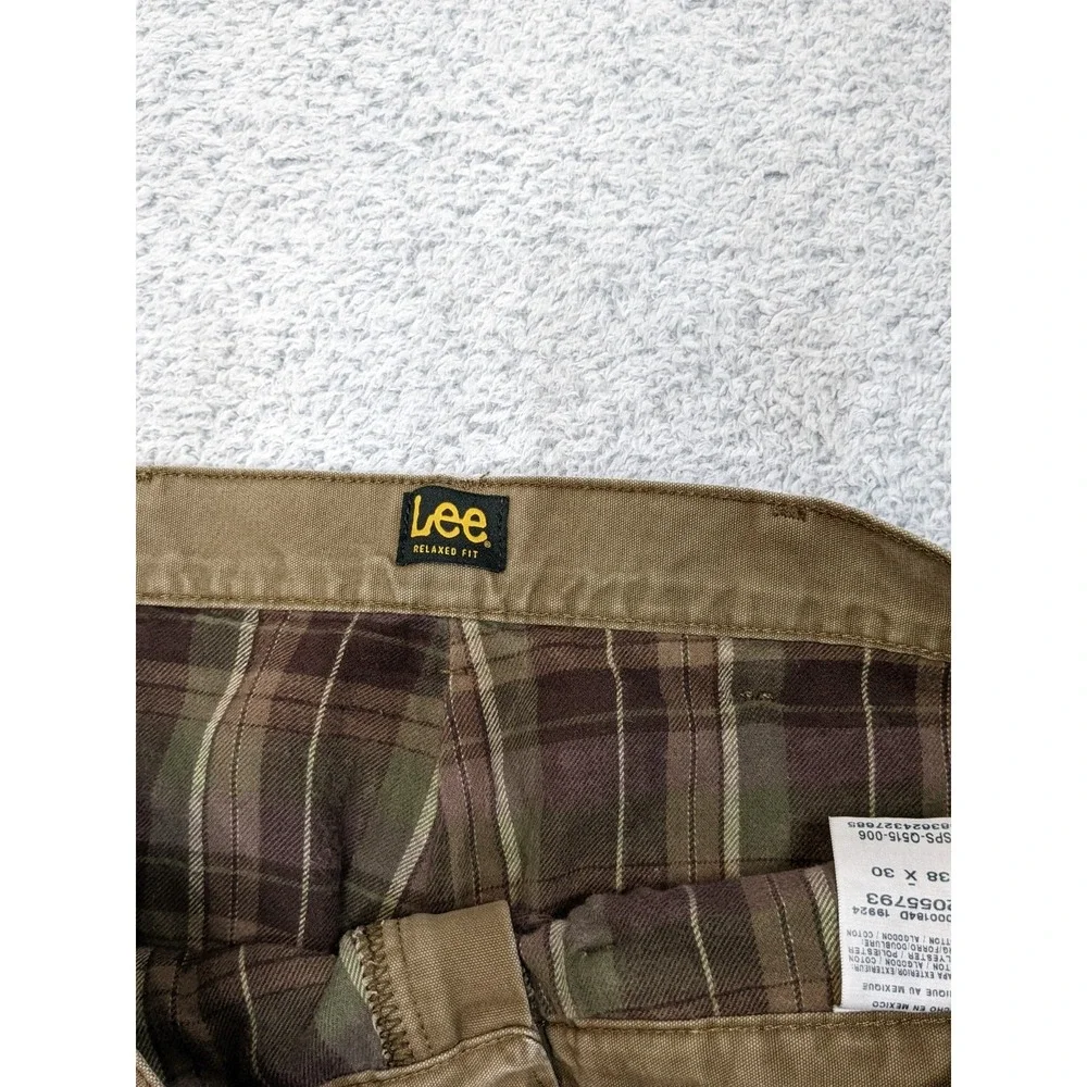 Lee Flannel Lined Relaxed Fit Brown‎ Mens Jeans 38x30 Workwear Streetwear